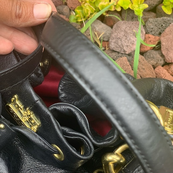 Coach Madison black leather Marielle Drawstring hobo bucket bag plus charms - Picture 12 of 15